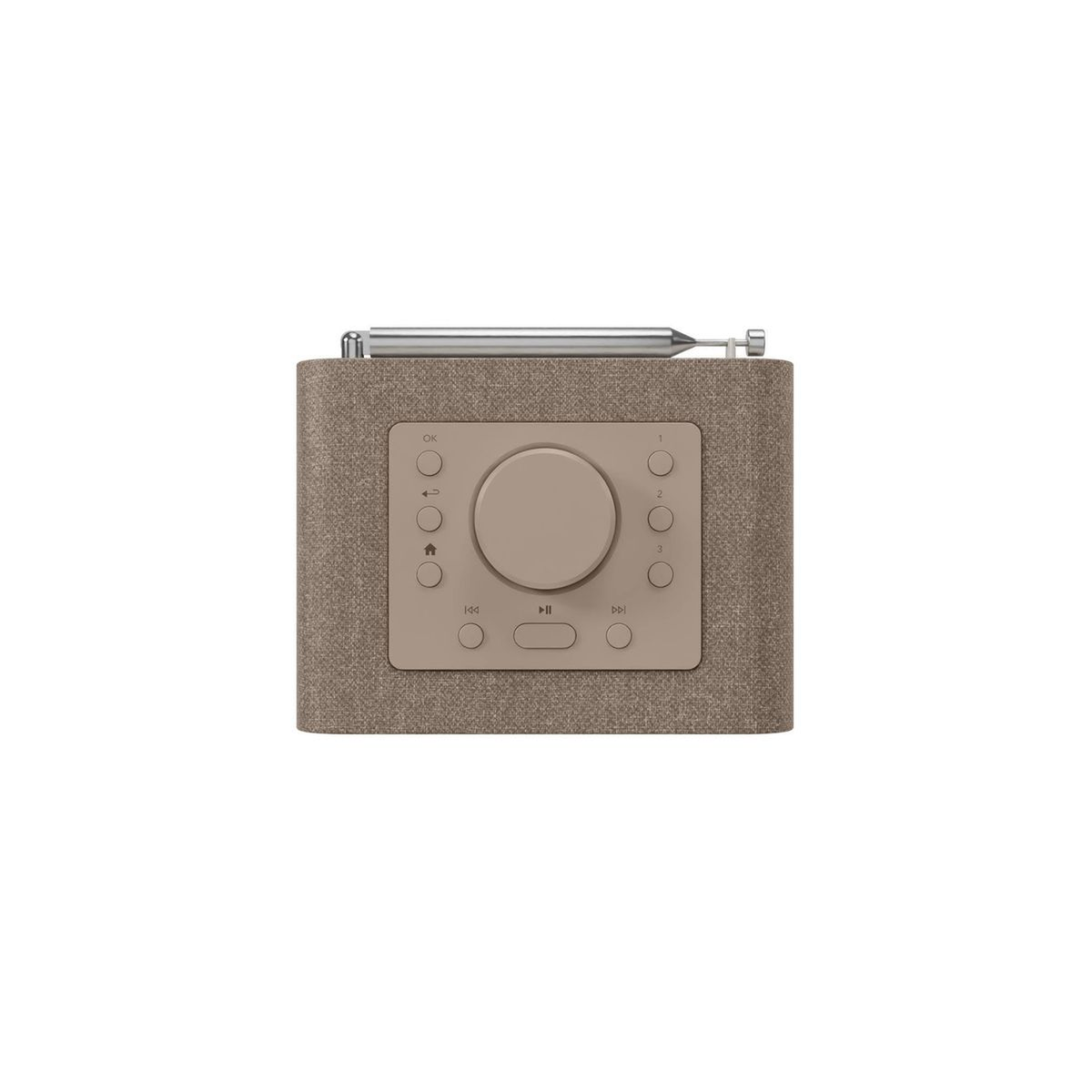 Sonoro ATRON Musiksystem Sand-Creme Draufsicht mit Bedienfeld, Drehregler und Teleskopantenne