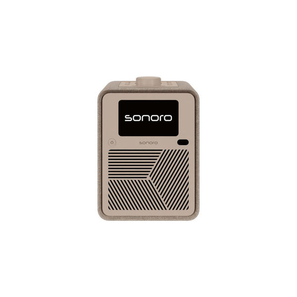 Sonoro ATRON Musiksystem Sand-Creme Frontansicht mit Display und Lautsprechergitter