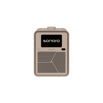 Sonoro ATRON Musiksystem Sand-Creme Frontansicht mit Display und Lautsprechergitter