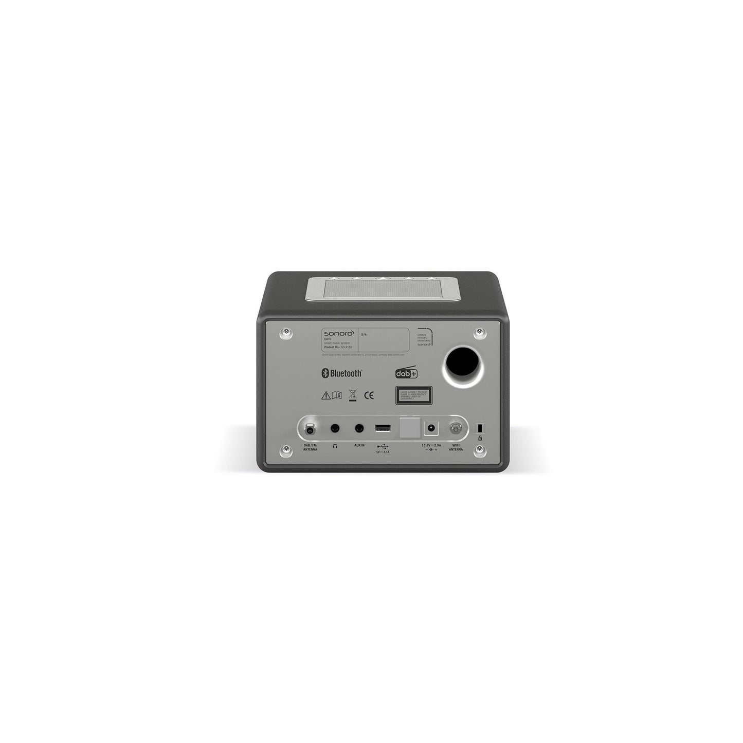 Sonoro Elite Internetradio Rückansicht mit Anschlüssen, Graphit matt