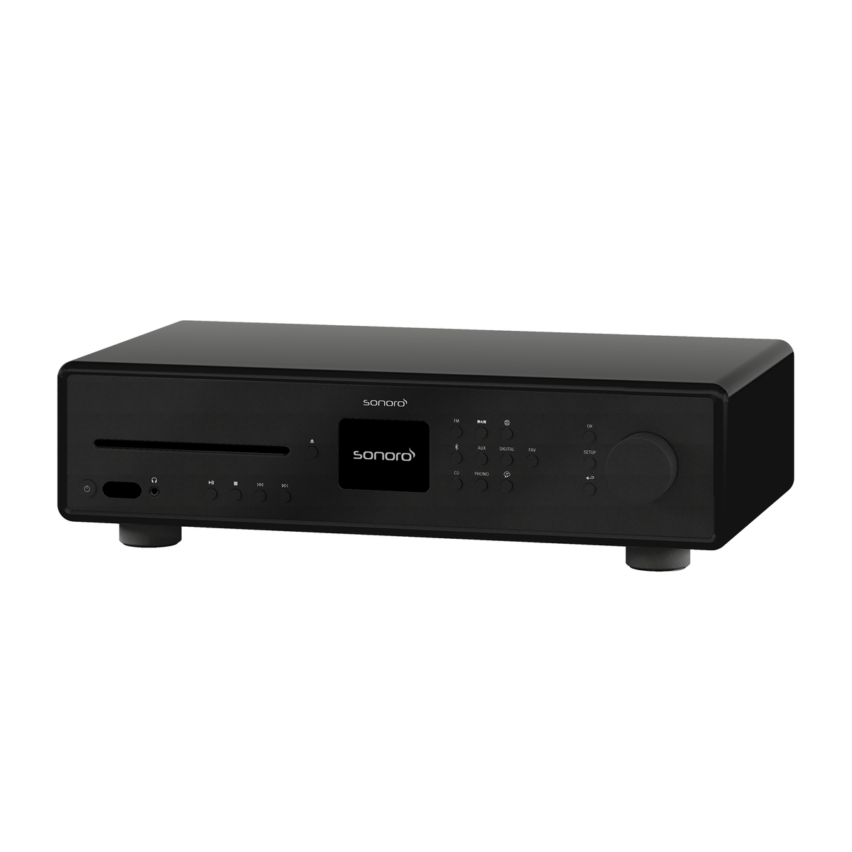 Sonoro Maestro Hi-Fi-Receiver des HiFi-Sets Maestro + Orchestra Gen.2 in Schwarz matt, Schrägansicht