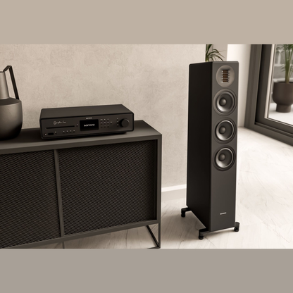 Sonoro Maestro Quantum Signature Stereo-Receiver Lifestyle im Wohnraum mit Standlautsprechern, Schwarz matt