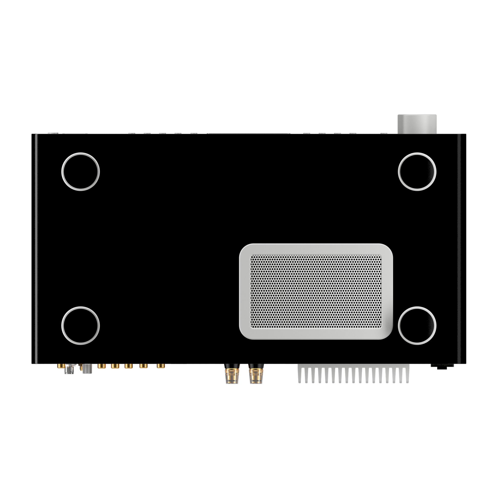Sonoro Maestro Quantum Stereo-Receiver Detailansicht Unterseite mit Standfüssen, Schwarz hochglänzend