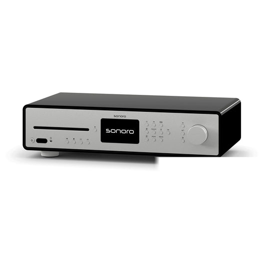 Sonoro Maestro Quantum Stereo-Receiver Frontansicht, Schwarz hochglänzend