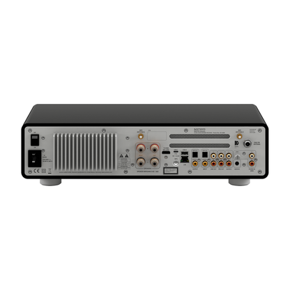 Sonoro Maestro Quantum Stereo-Receiver Rückansicht mit Anschlüssen, Schwarz hochglänzend