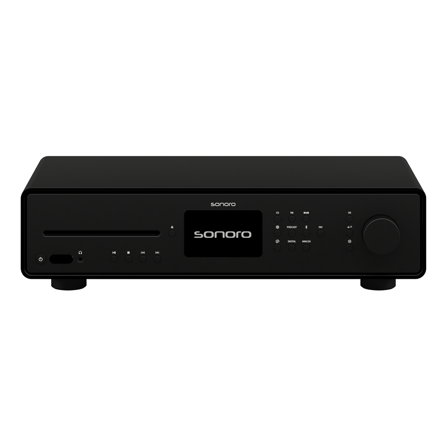 Sonoro Maestro Quantum Stereo-Receiver Frontansicht, Schwarz matt