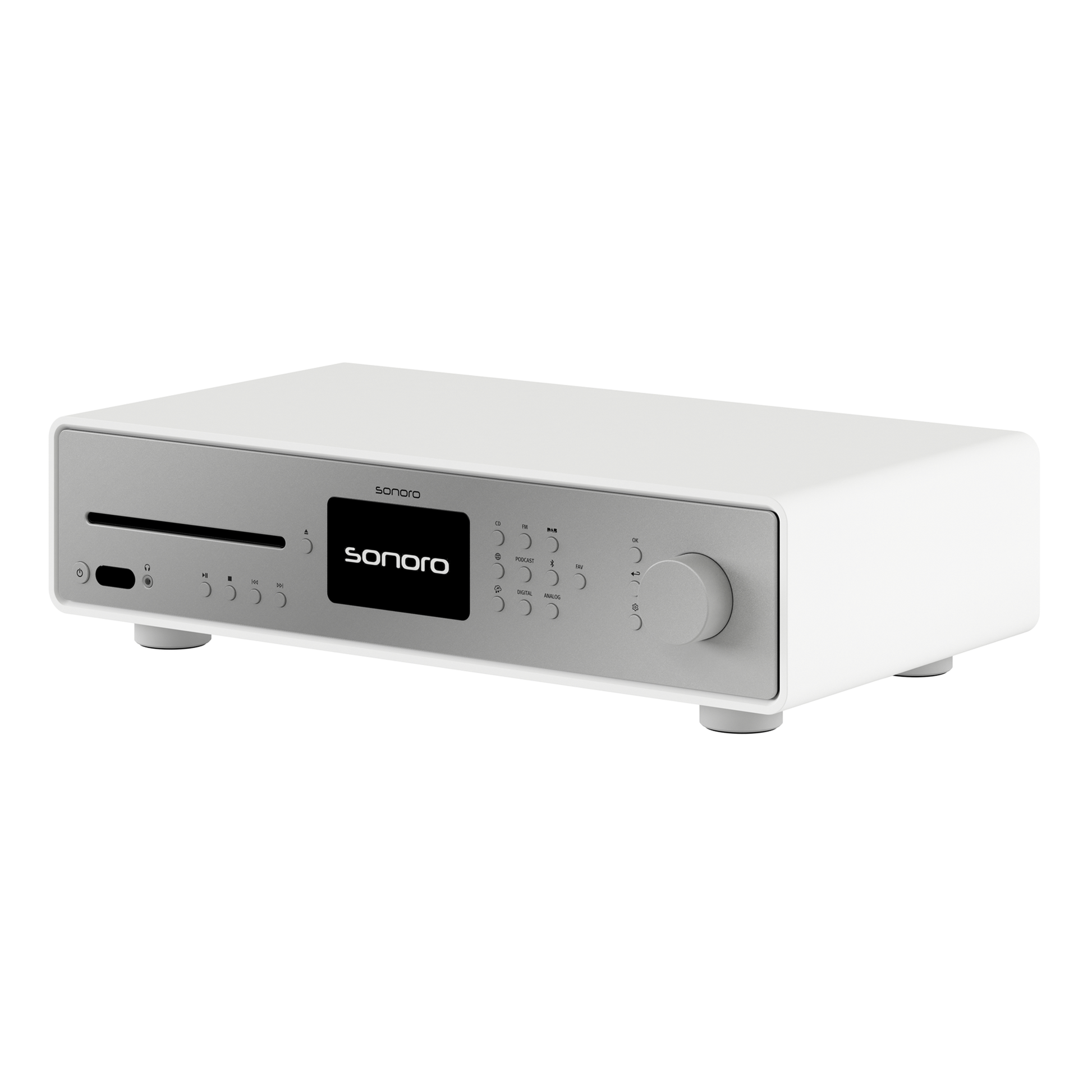 Sonoro Maestro Quantum Stereo-Receiver Schrägansicht, Weiss matt