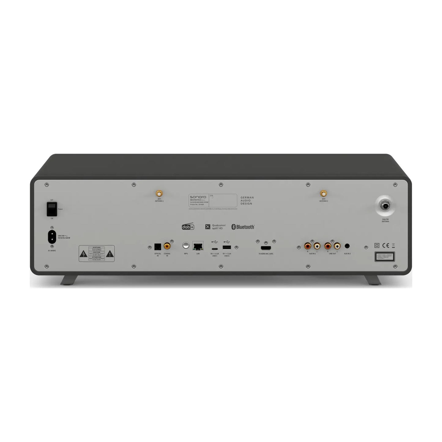 Sonoro Meisterstück Gen.2 All-in-One Rückansicht mit Anschlüssen, Graphit matt