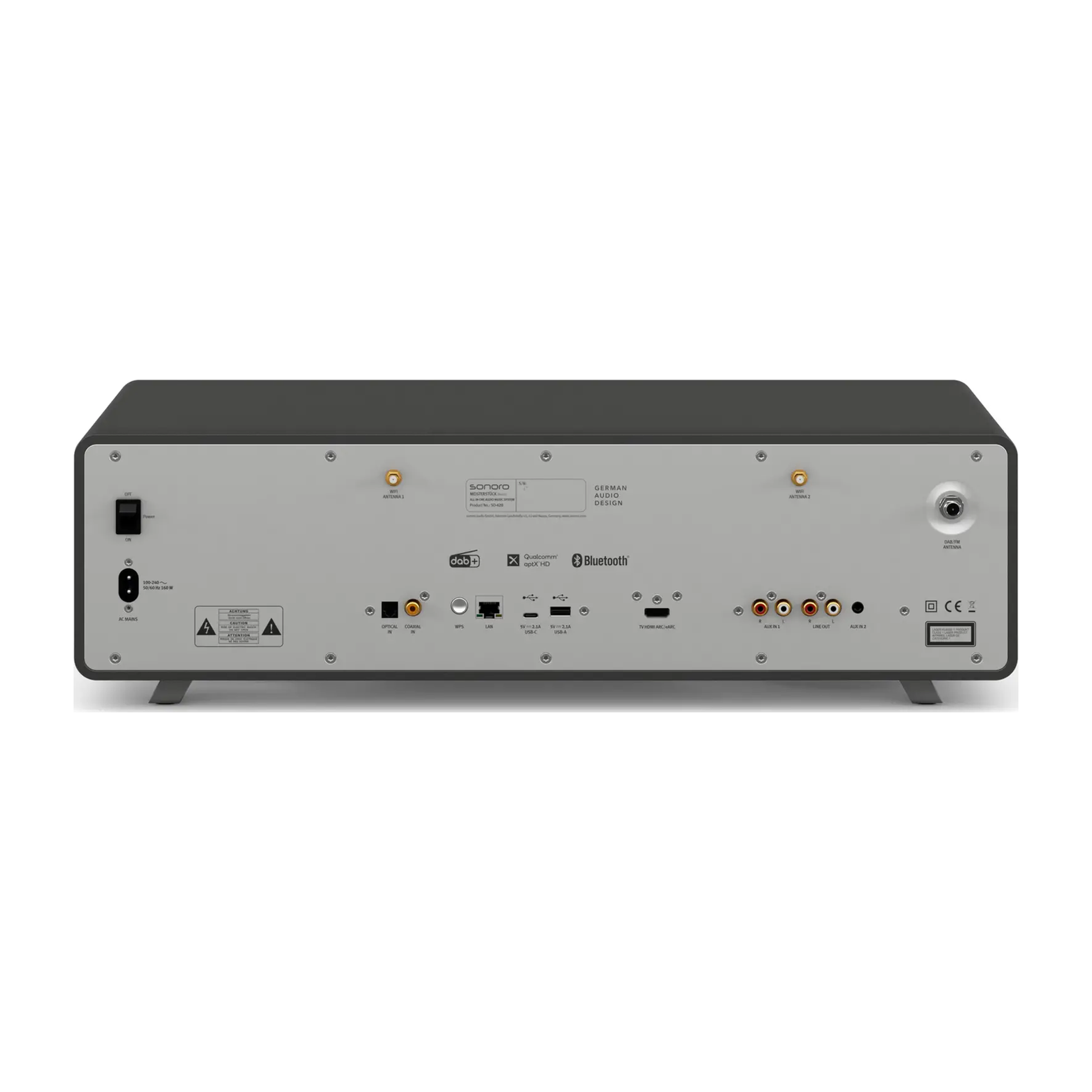 Sonoro Meisterstück Gen.2 All-in-One Rückansicht mit Anschlüssen, Graphit matt