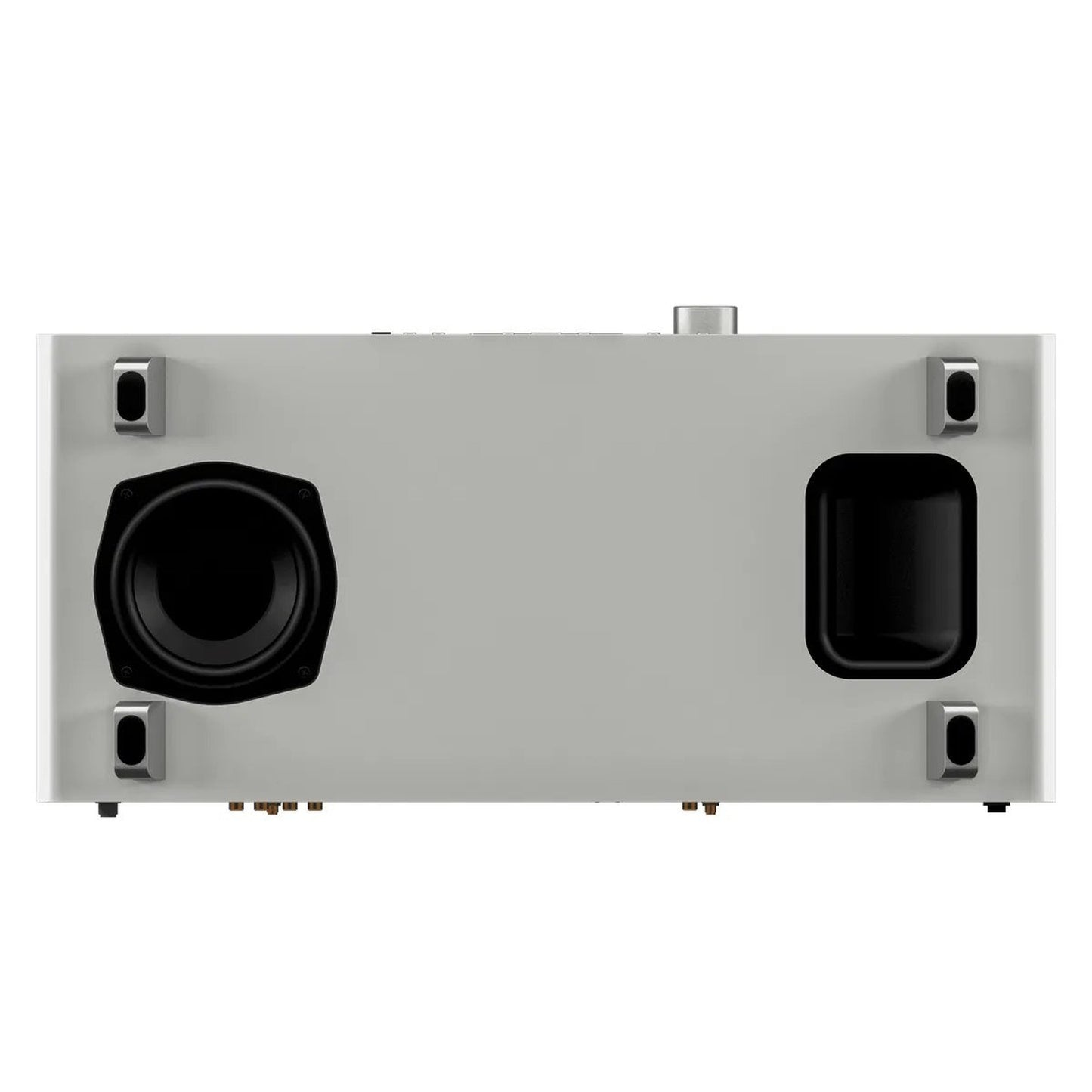 Sonoro Meisterstück Gen.2 All-in-One Detailansicht Unterseite mit Subwoofer, Sandstein matt