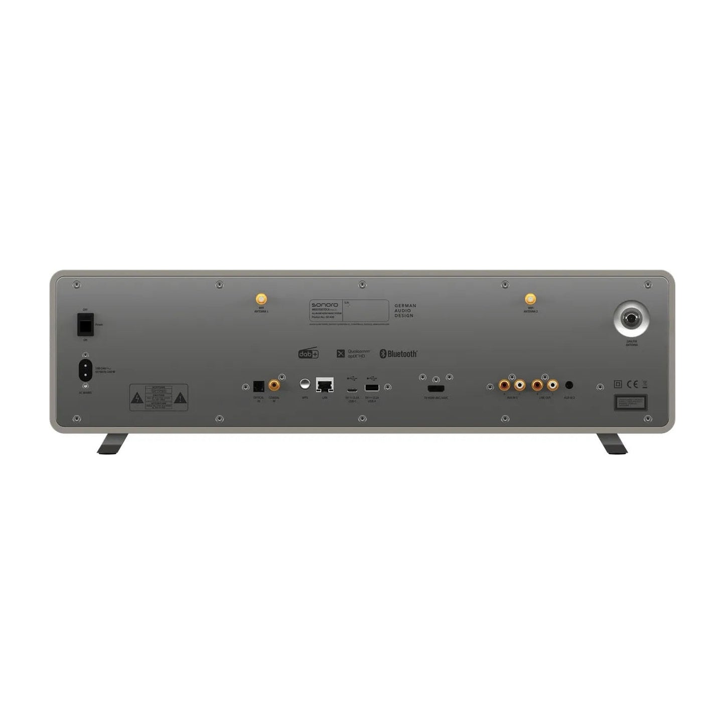 Sonoro Meisterstück Gen.2 All-in-One Rückansicht mit Anschlüssen, Sandstein matt