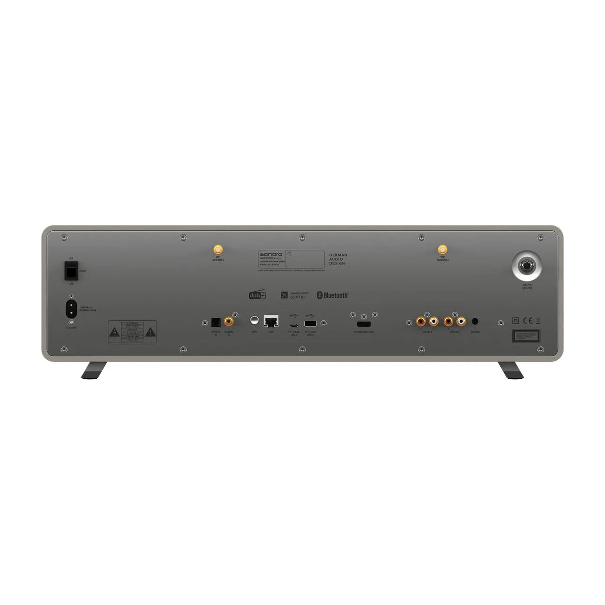 Sonoro Meisterstück Gen.2 All-in-One Rückansicht mit Anschlüssen, Sandstein matt