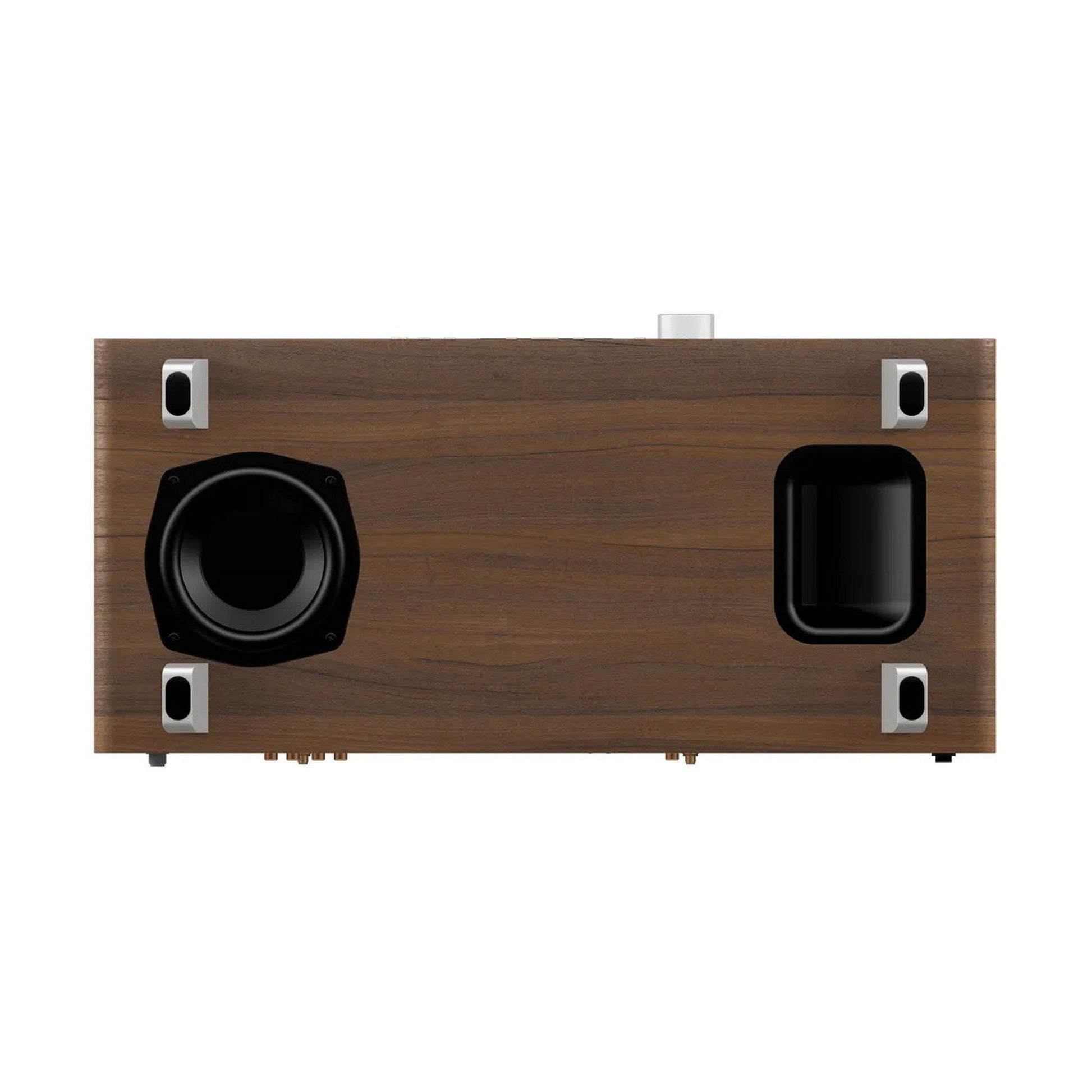 Sonoro Meisterstück Gen.2 All-in-One Detailansicht Unterseite mit Subwoofer, Walnuss