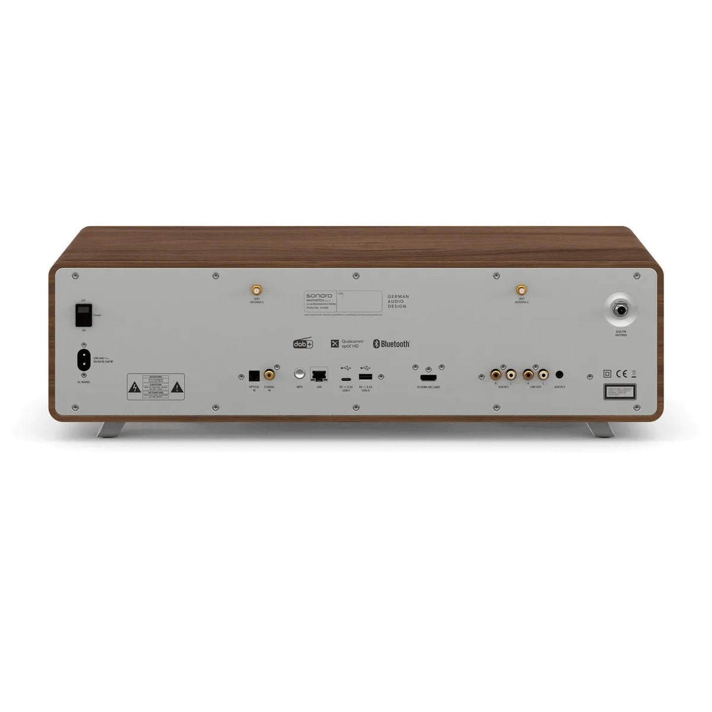 Sonoro Meisterstück Gen.2 All-in-One Rückansicht mit Anschlüssen, Walnuss