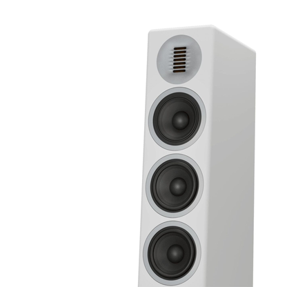 Sonoro Orchestra Shaped Signature Standlautsprecher Detailansicht Hochtöner und Tiefmitteltöner, Weiss matt