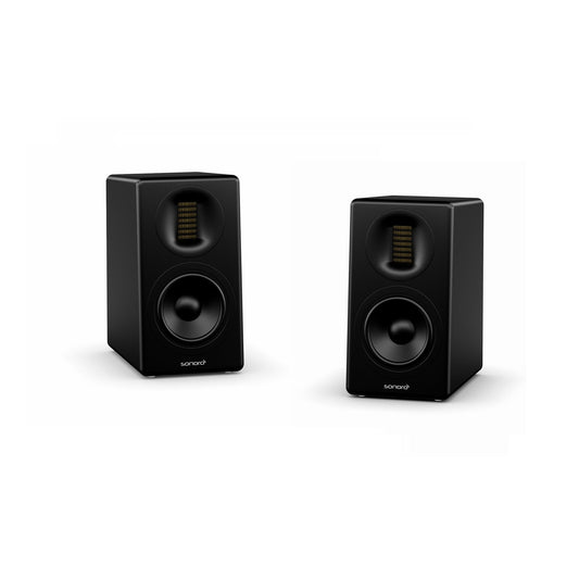 Sonoro Orchestra Slim Regallautsprecher Stereopaar ohne Frontbespannung, Schwarz matt