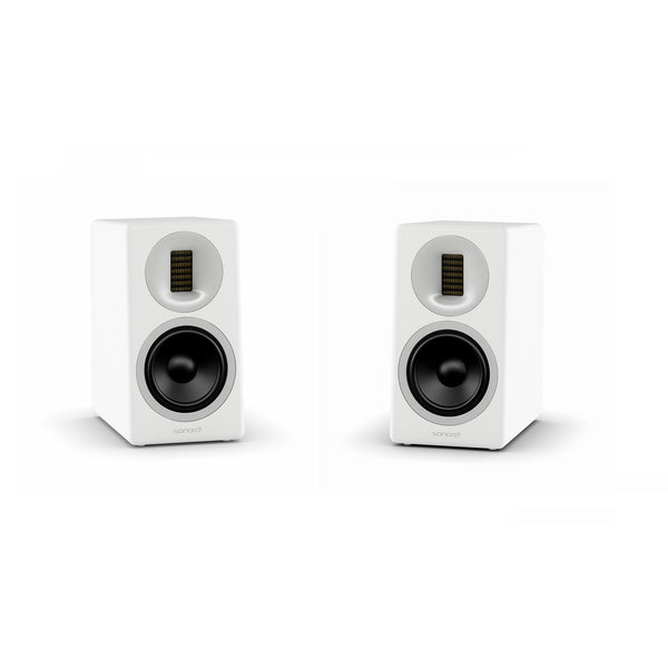 Sonoro Orchestra Slim Regallautsprecher Stereopaar ohne Frontbespannung, Weiss matt