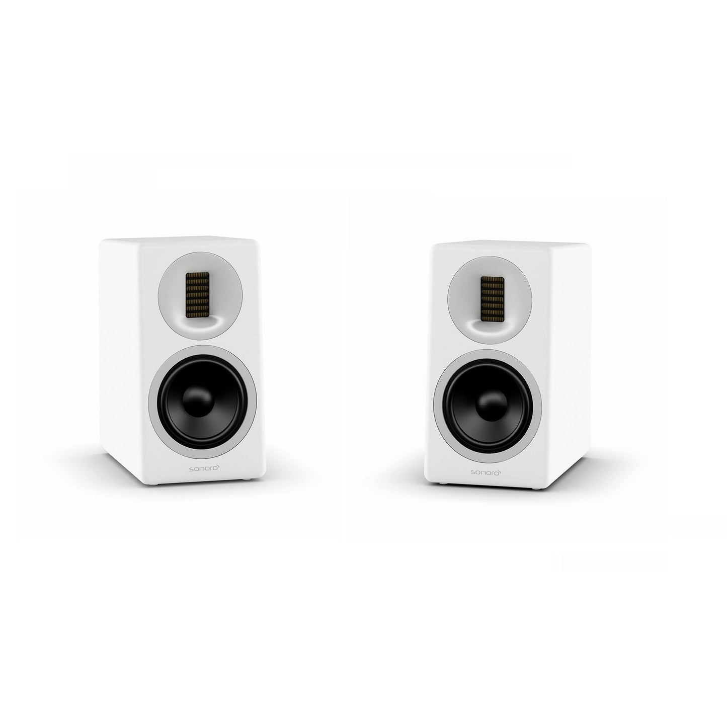Sonoro Orchestra Slim Regallautsprecher Stereopaar ohne Frontbespannung, Weiss matt