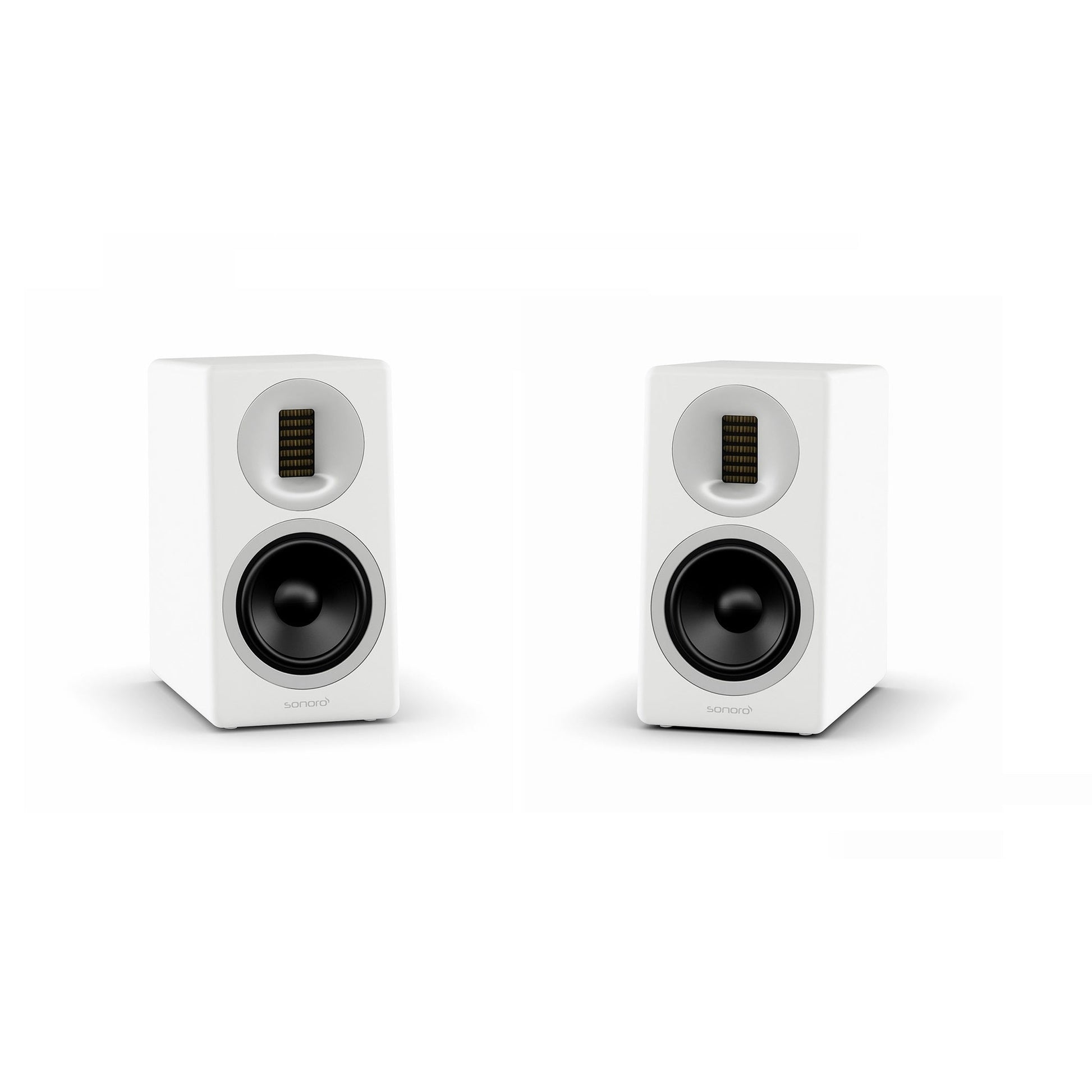 Sonoro Orchestra Slim Regallautsprecher Stereopaar ohne Frontbespannung, Weiss matt