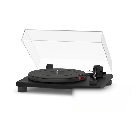 Sonoro Platinum Automatic EAS Plattenspieler Schrägansicht mit geöffneter Staubschutzhaube, Schwarz matt