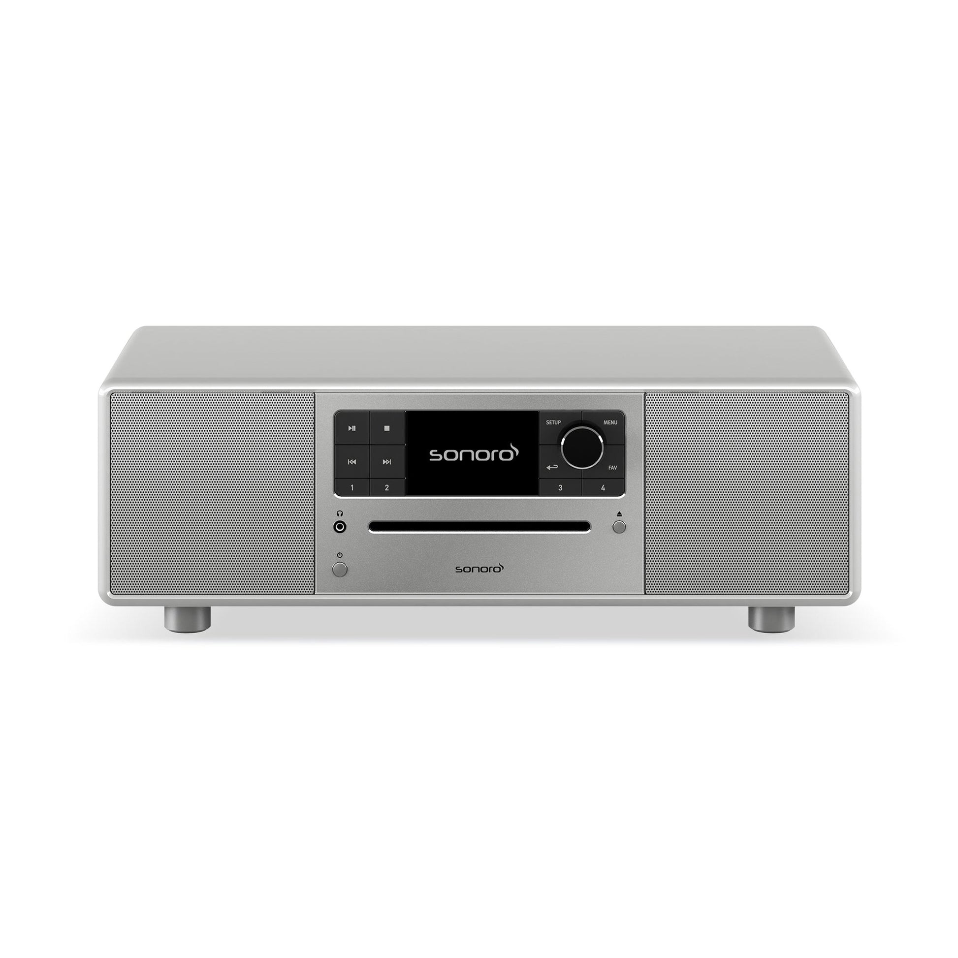 Sonoro Prestige All-in-One Frontansicht, Silber hochglänzend