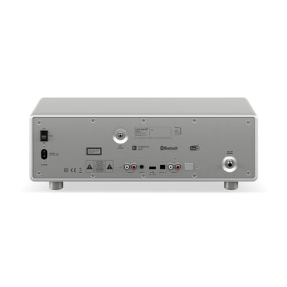 Sonoro Prestige All-in-One Rückansicht mit Anschlussfeld, Silber hochglänzend