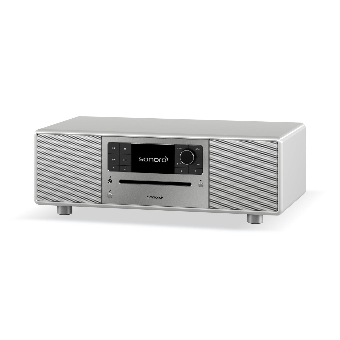 Sonoro Prestige All-in-One Schrägansicht von rechts, Silber hochglänzend