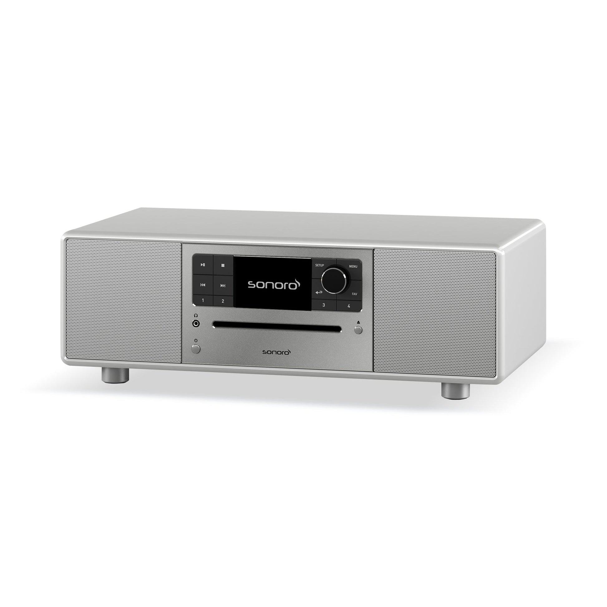 Sonoro Prestige All-in-One Schrägansicht von rechts, Silber hochglänzend