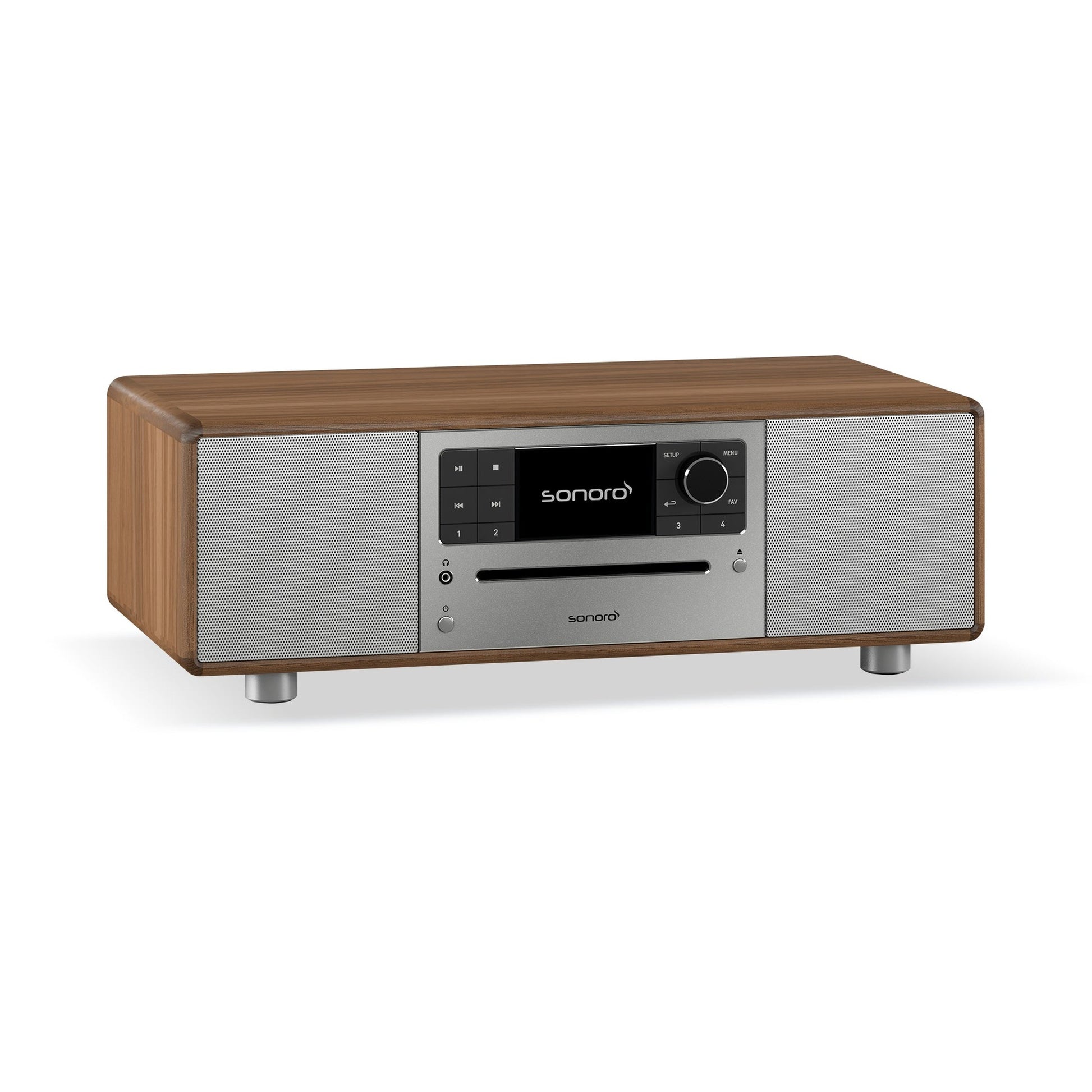 Sonoro Prestige All-in-One Schrägansicht von links, Walnuss