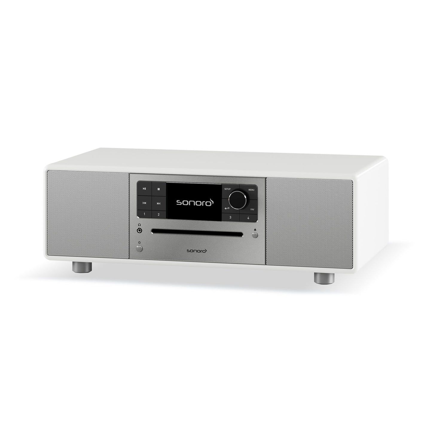 Sonoro Prestige All-in-One Schrägansicht von rechts, Weiss hochglänzend