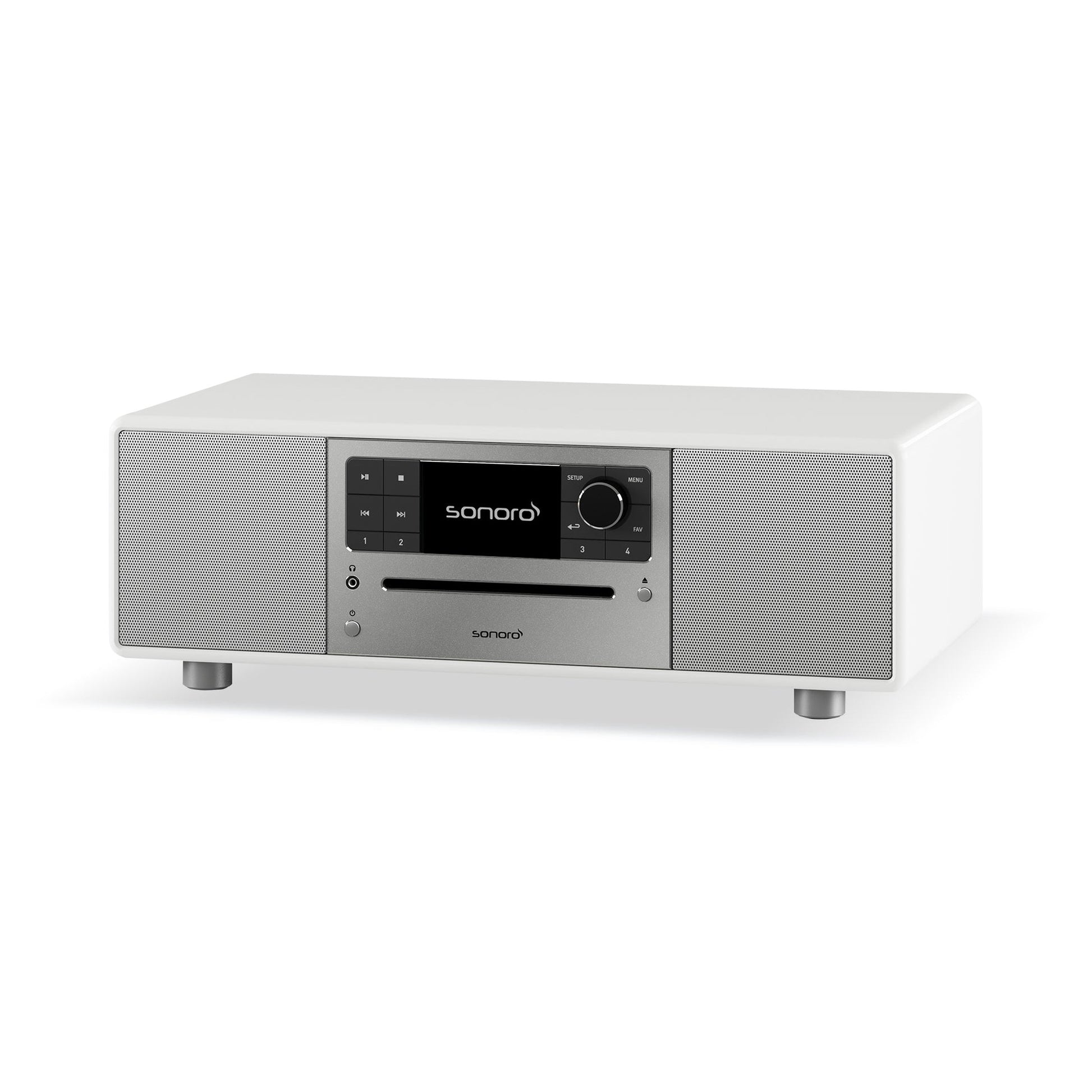 Sonoro Prestige All-in-One Schrägansicht von rechts, Weiss hochglänzend