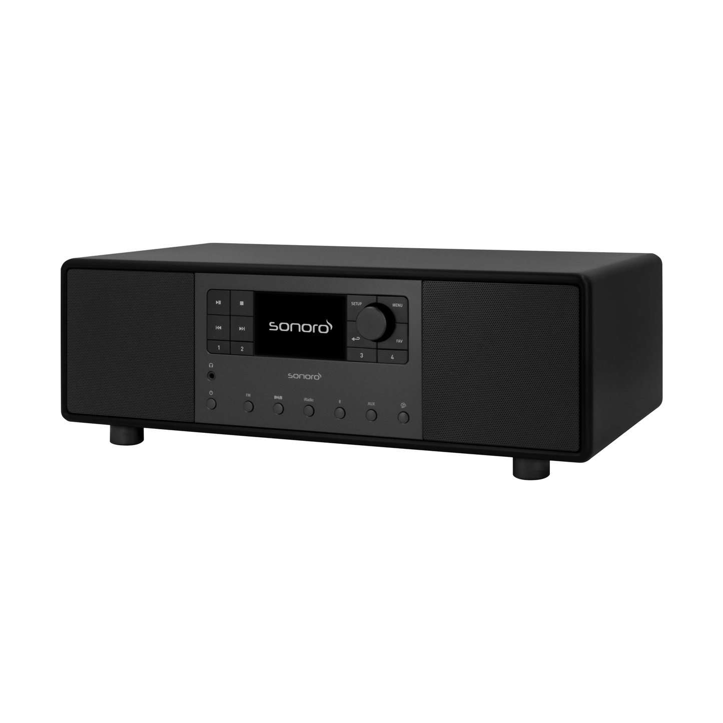 Sonoro Primus Musiksystem Schrägansicht von links, Schwarz matt