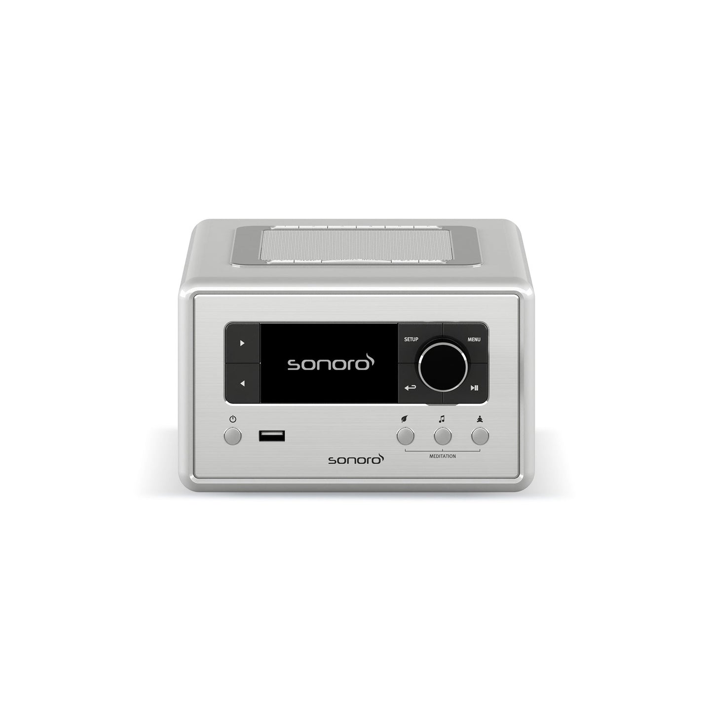 Sonoro Relax Internetradio Frontansicht, Silber hochglänzend