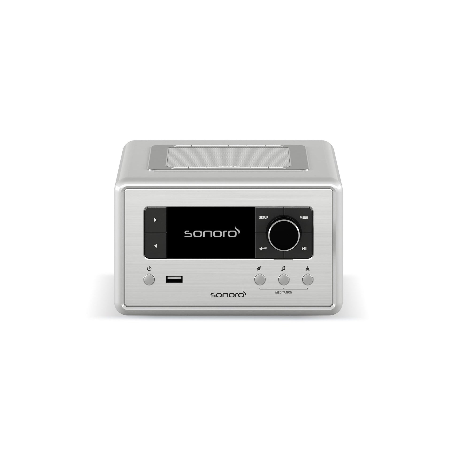 Sonoro Relax Internetradio Frontansicht, Silber hochglänzend