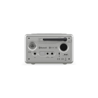 Sonoro Relax Internetradio Rückansicht mit Anschlüssen, Silber hochglänzend