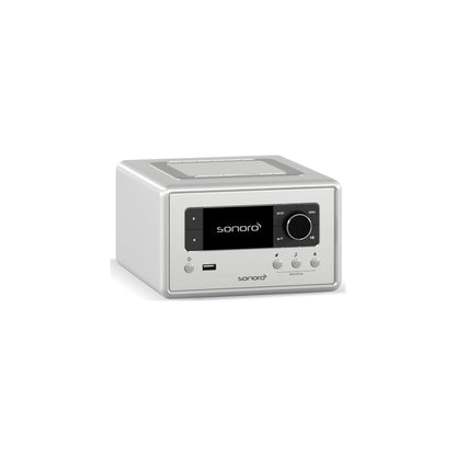 Sonoro Relax Internetradio Schrägansicht von links, Silber hochglänzend
