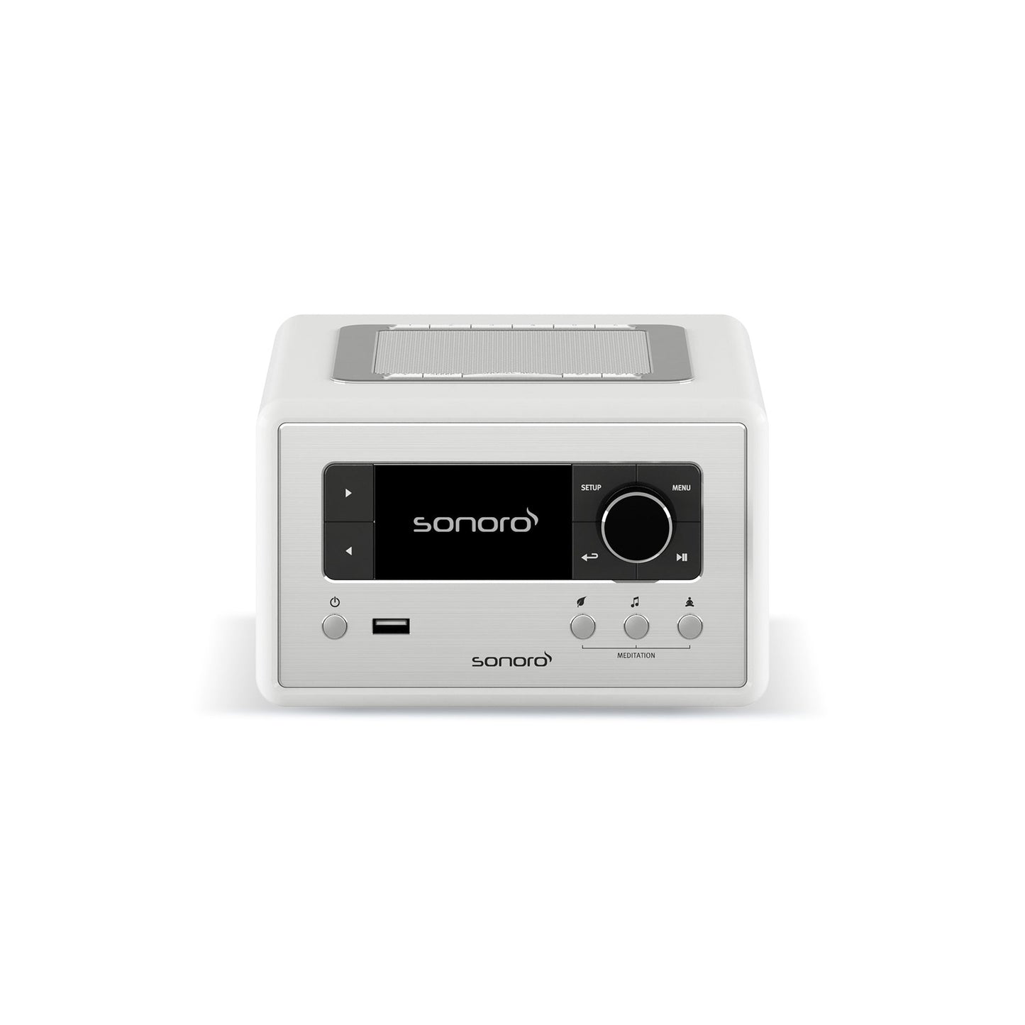 Sonoro Relax Internetradio Frontansicht, Weiss hochglänzend