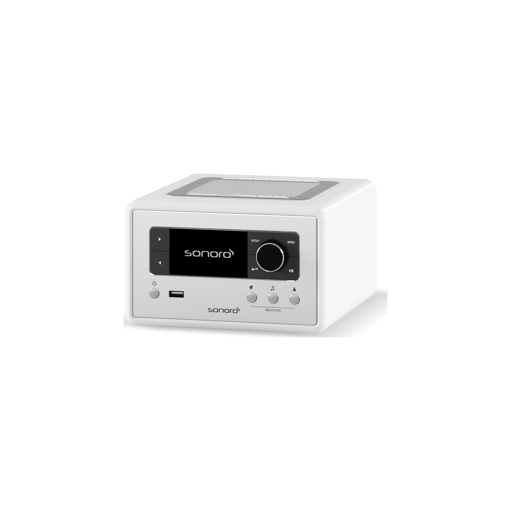 Sonoro Relax Internetradio Schrägansicht von rechts, Weiss hochglänzend