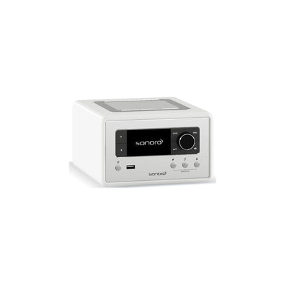 Sonoro Relax Internetradio Schrägansicht von links, Weiss hochglänzend
