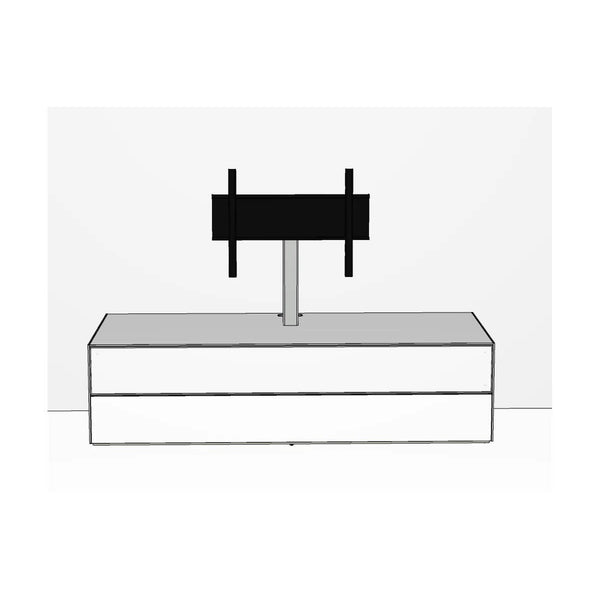 Sonorous Elements EX31-PF Lowboard Weiss Ätzglas Frontansicht mit TV-Halterung