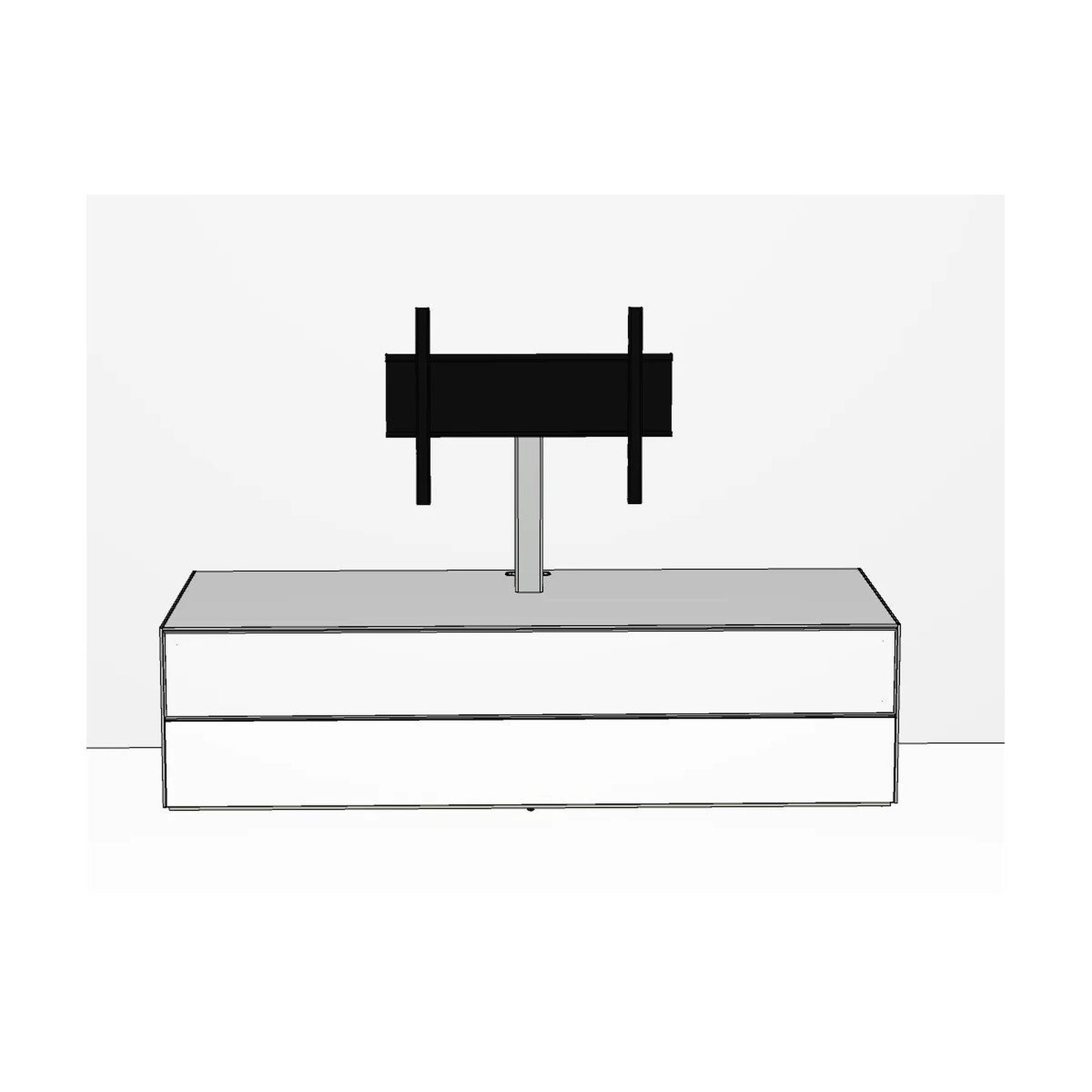 Sonorous Elements EX31-PF Lowboard Weiss Ätzglas Frontansicht mit TV-Halterung