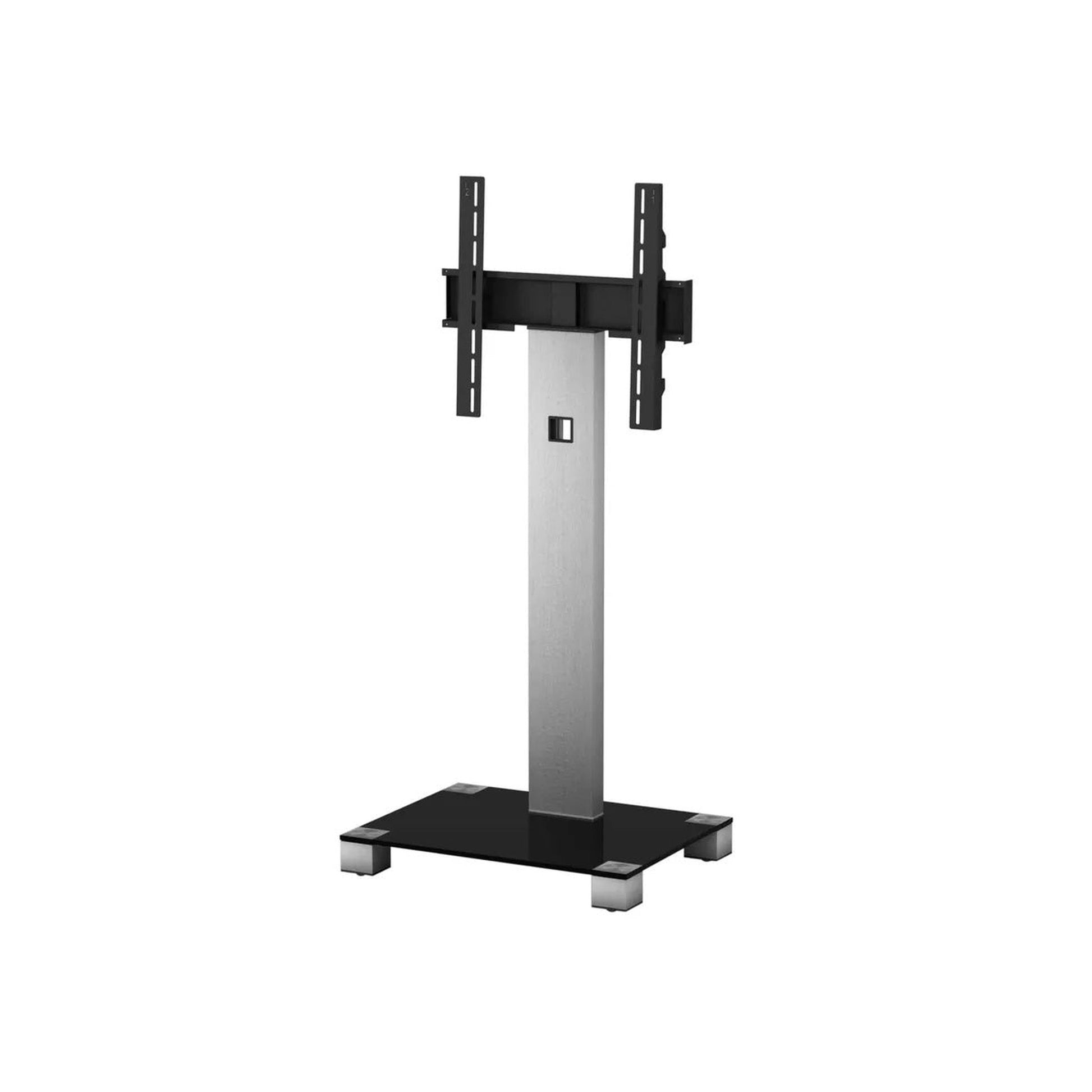 Sonorous PL2510 TV-Standfuss Frontansicht in Schwarzglas-Alu mit VESA-Halterung