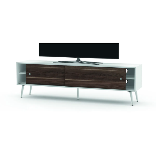 Sonorous Retro 180 Lowboard Weiss-Victoria Schrägansicht mit aufgestelltem Fernseher