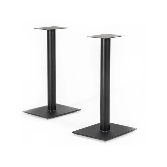 Sonorous SP100 Lautsprecher-Ständer Stereopaar in Schwarz Ätzglas mit Blick auf die Trägerplatten