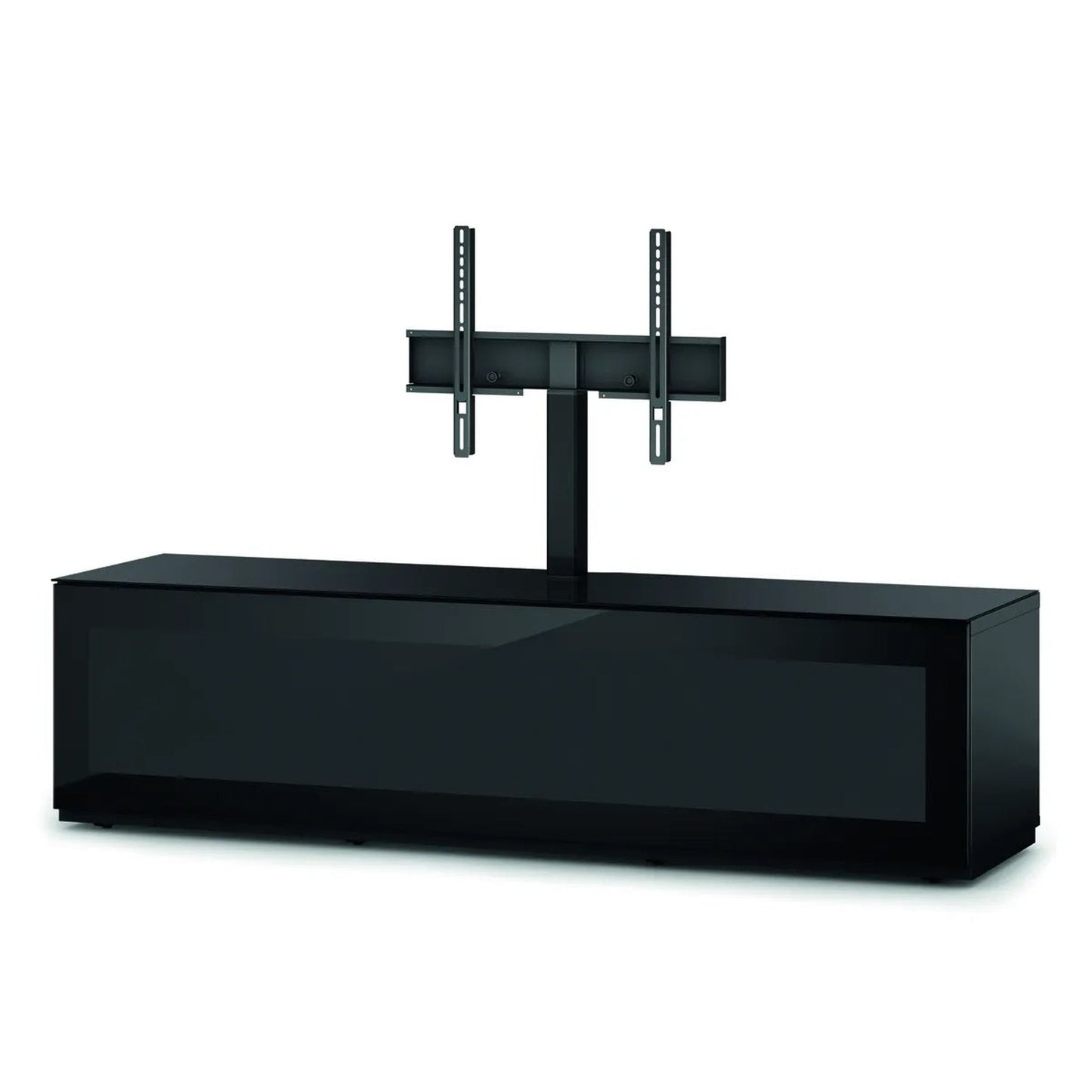 Sonorous Studio STA161I Lowboard Schwarzglas Schrägansicht mit TV-Halterung