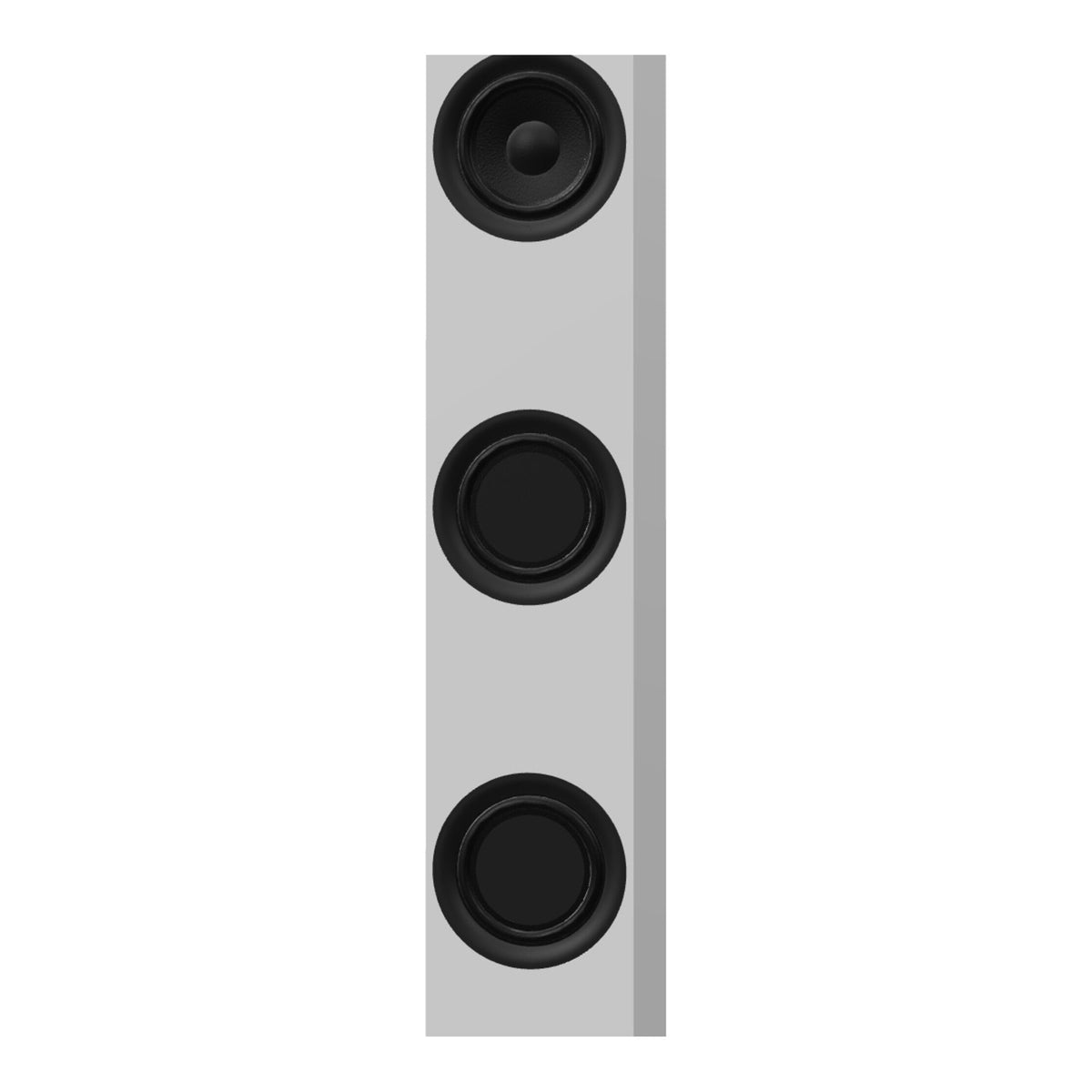 Sonox Q110 Standlautsprecher Frontansicht in Weiss ohne Bespannung mit sichtbaren Chassis