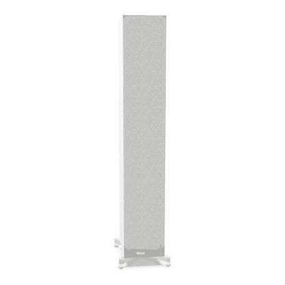 Sonox Q110 Standlautsprecher Frontansicht in Weiss ohne Bespannung mit sichtbaren Chassis