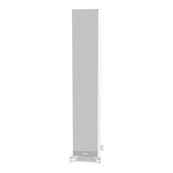 Sonox Q110 Standlautsprecher Frontansicht in Weiss mit Stoffbespannung