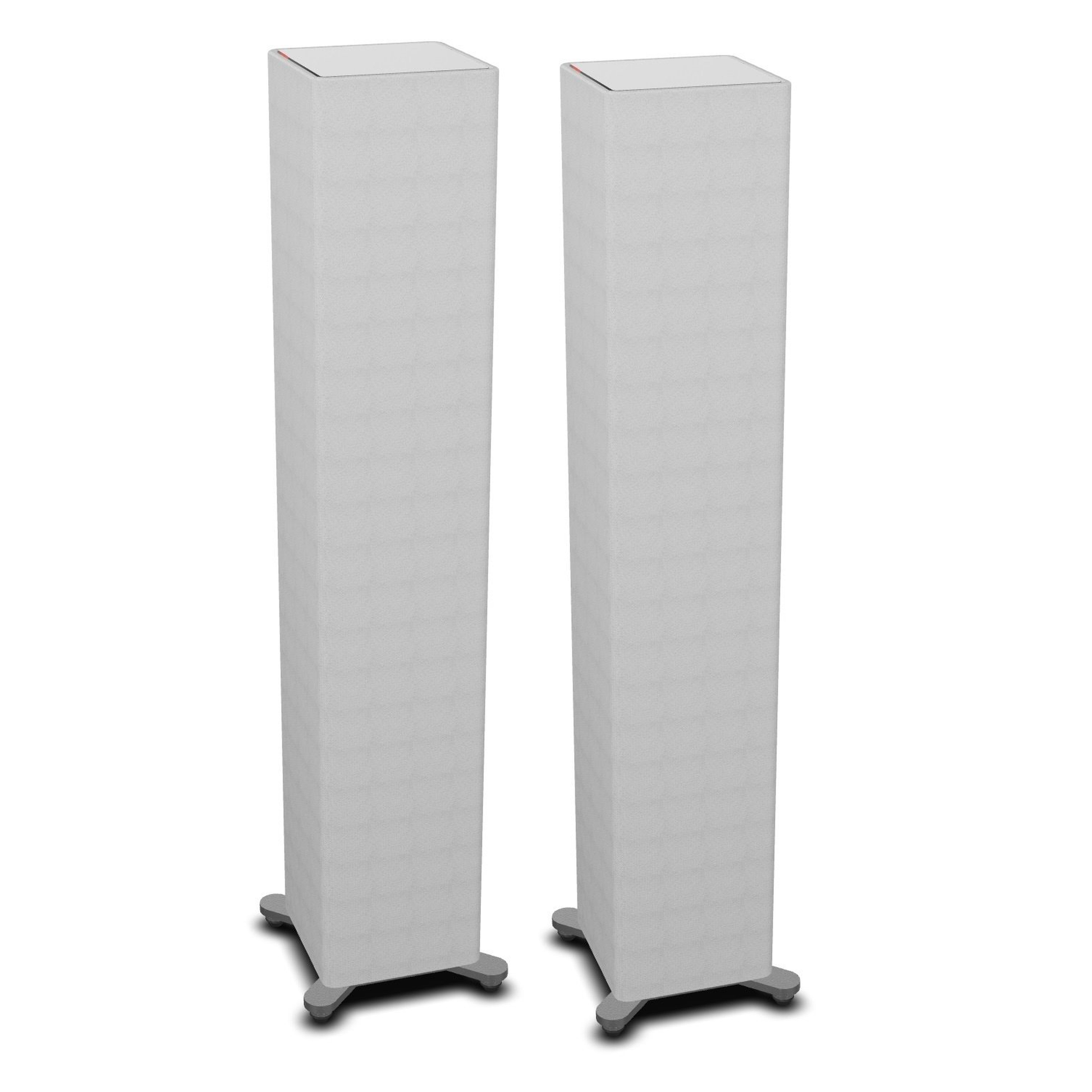 Sonox X100 Standlautsprecher Stereopaar in Hellgrau mit Stoffbespannung und Kreuzfuss