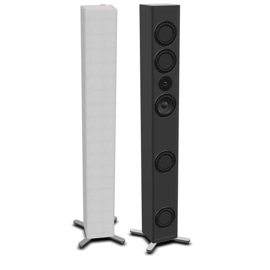 Sonox X150 Standlautsprecher Stereopaar in Hellgrau und Anthrazit mit und ohne Bespannung
